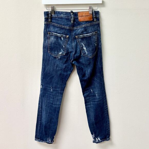 Dsquared2 Mid Rise Slim Fit Distressed Denim Skinny Jeans Blue Women's Size 38/S - Picture 3 of 4